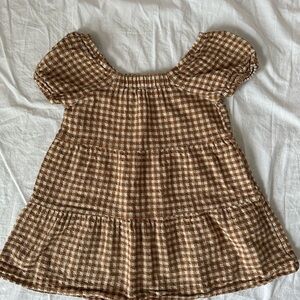 Rylee + Cru Brown and White Gingham Dress